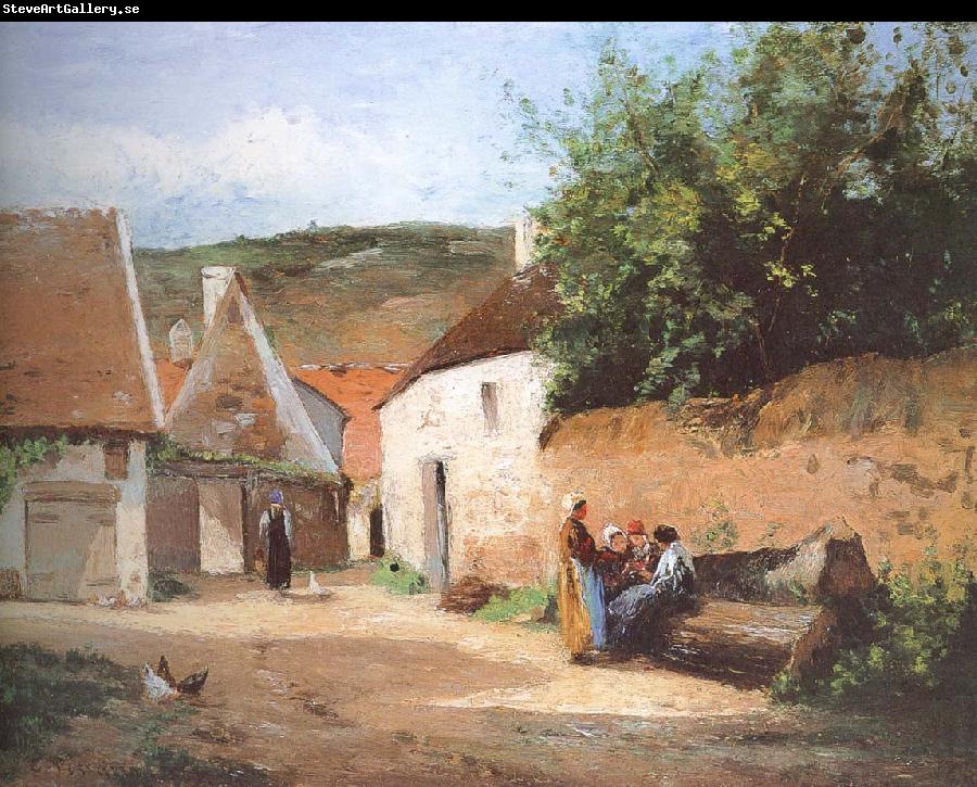 Camille Pissarro Chat village woman